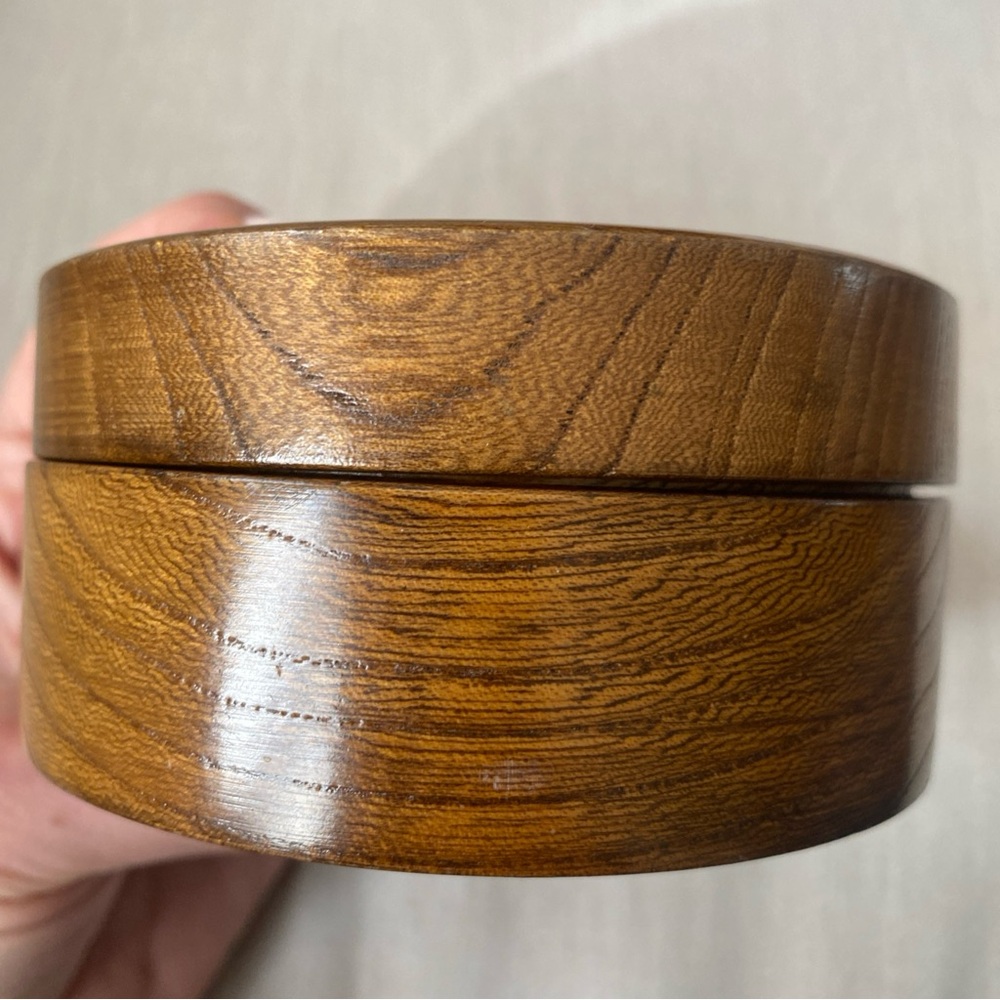 Vintage Patty By Edna Hibel Wood Round Box Trinket/Vanity/Jewelry Signed wood - Picture 13 of 14